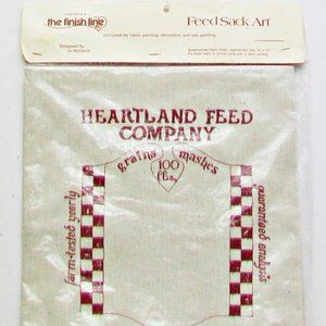 VTG Feedsack Art Linda Dennis Finish Line Screen Print Fabric Panel 15x18 NOS